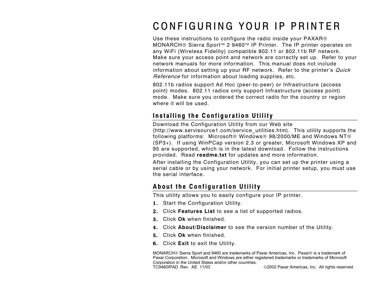 Avery Dennison 9460IP User Manual | 16 pages