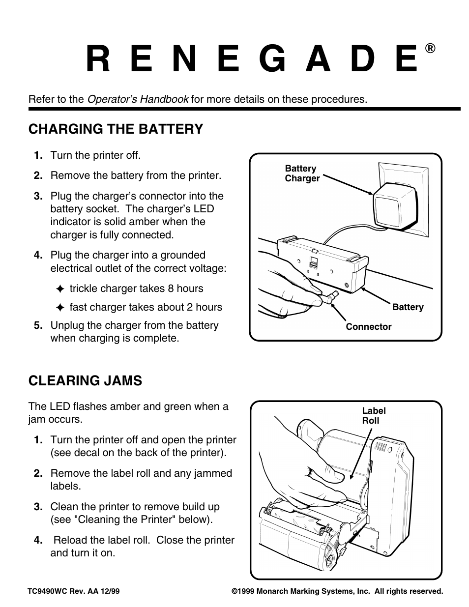 Avery Dennison Renegade 4 9490 Wall Chart User Manual | 4 pages