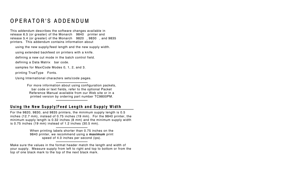 Avery Dennison 9820 Addendum User Manual | 26 pages