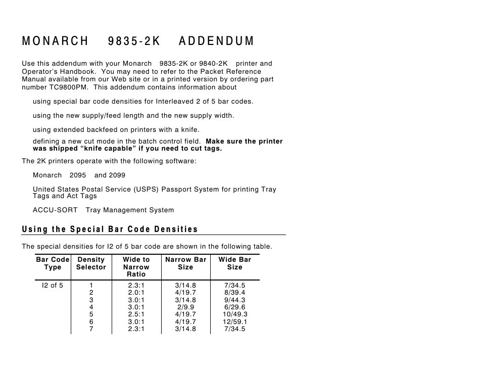 Avery Dennison 9835 Addendum User Manual | 10 pages