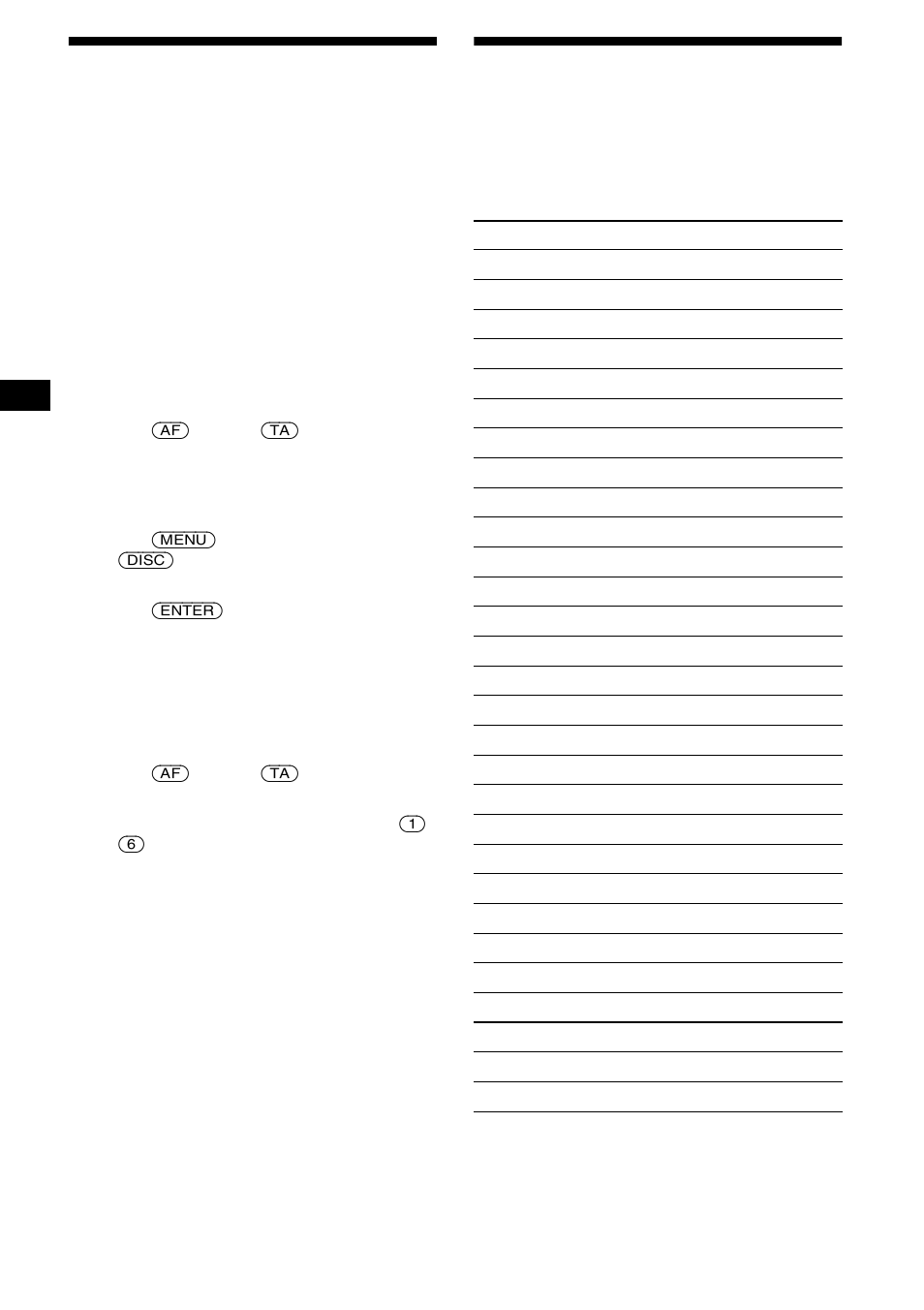 Presetting rds stations with af and ta setting, Tuning in stations by programme type, Presetting rds stations with | Af and ta setting, 14 presetting rds stations with af and ta setting | Sony XR-CA800 User Manual | Page 14 / 150