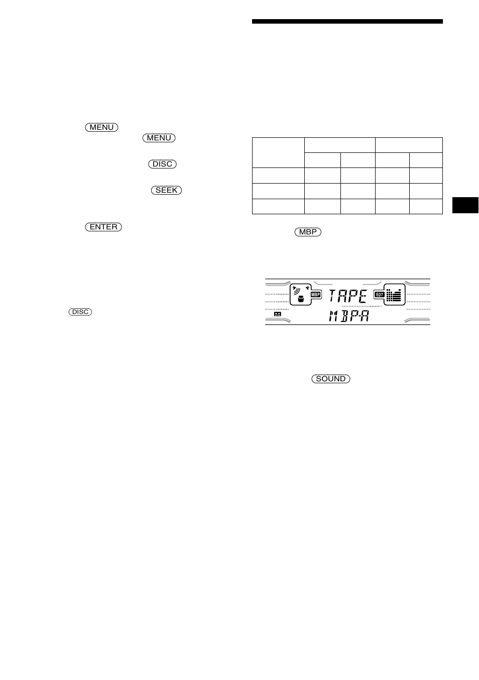 Selecting the sound position, My best sound position (mbp) | Sony XR-CA800 User Manual | Page 19 / 150