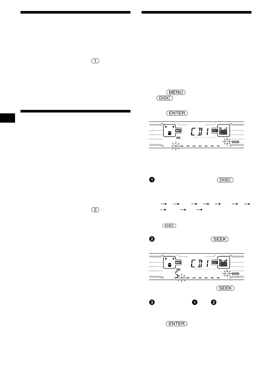 Playing tracks repeatedly, Playing tracks in random order, Labelling a cd | Repeat play, Shuffle play, Disc memo, 22 playing tracks repeatedly | Sony XR-CA800 User Manual | Page 22 / 150