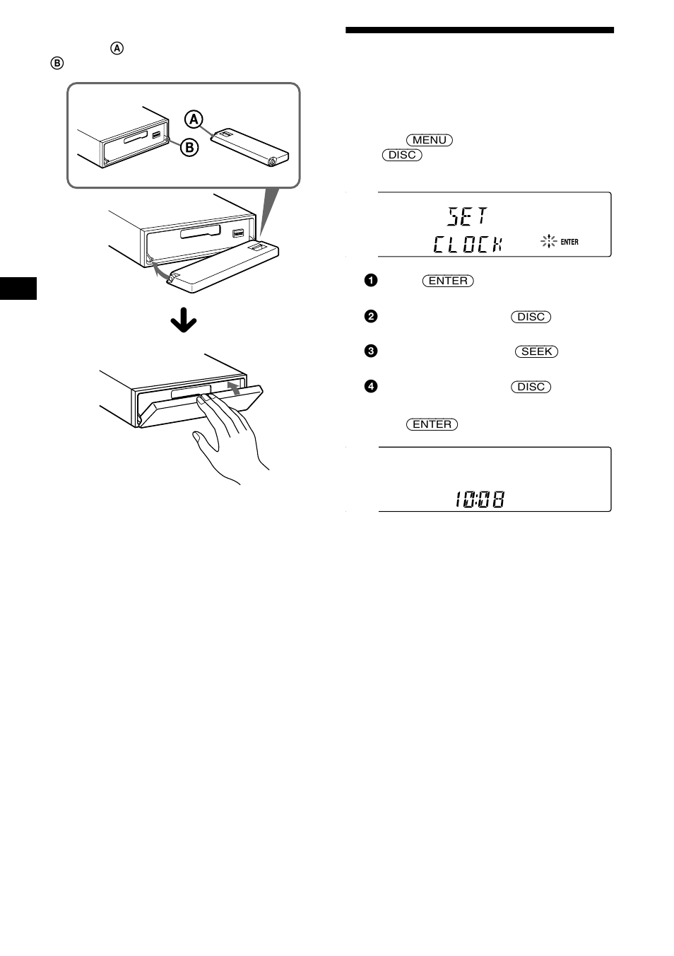 Setting the clock | Sony XR-CA800 User Manual | Page 8 / 150