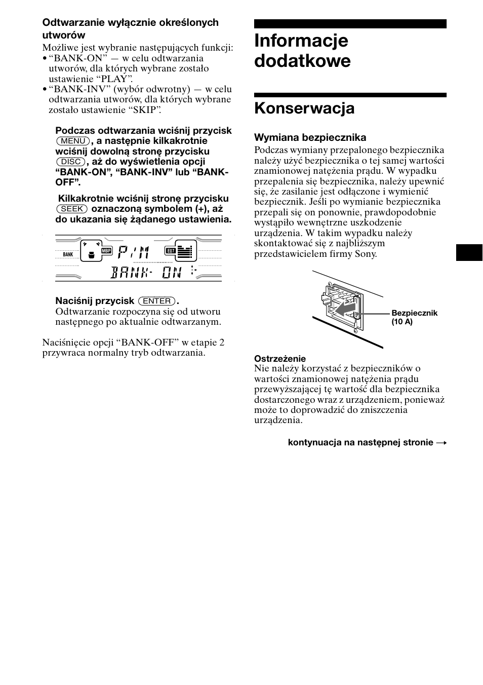 Informacje dodatkowe, Konserwacja, Konserwacja wyjmowanie urządzenia | Sony XR-CA800 User Manual | Page 83 / 150