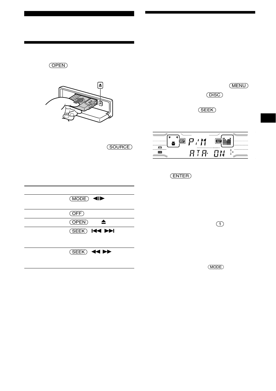 Cassette player, Listening to a tape, Playing a tape in various modes | Sony XR-CA800 User Manual | Page 9 / 150