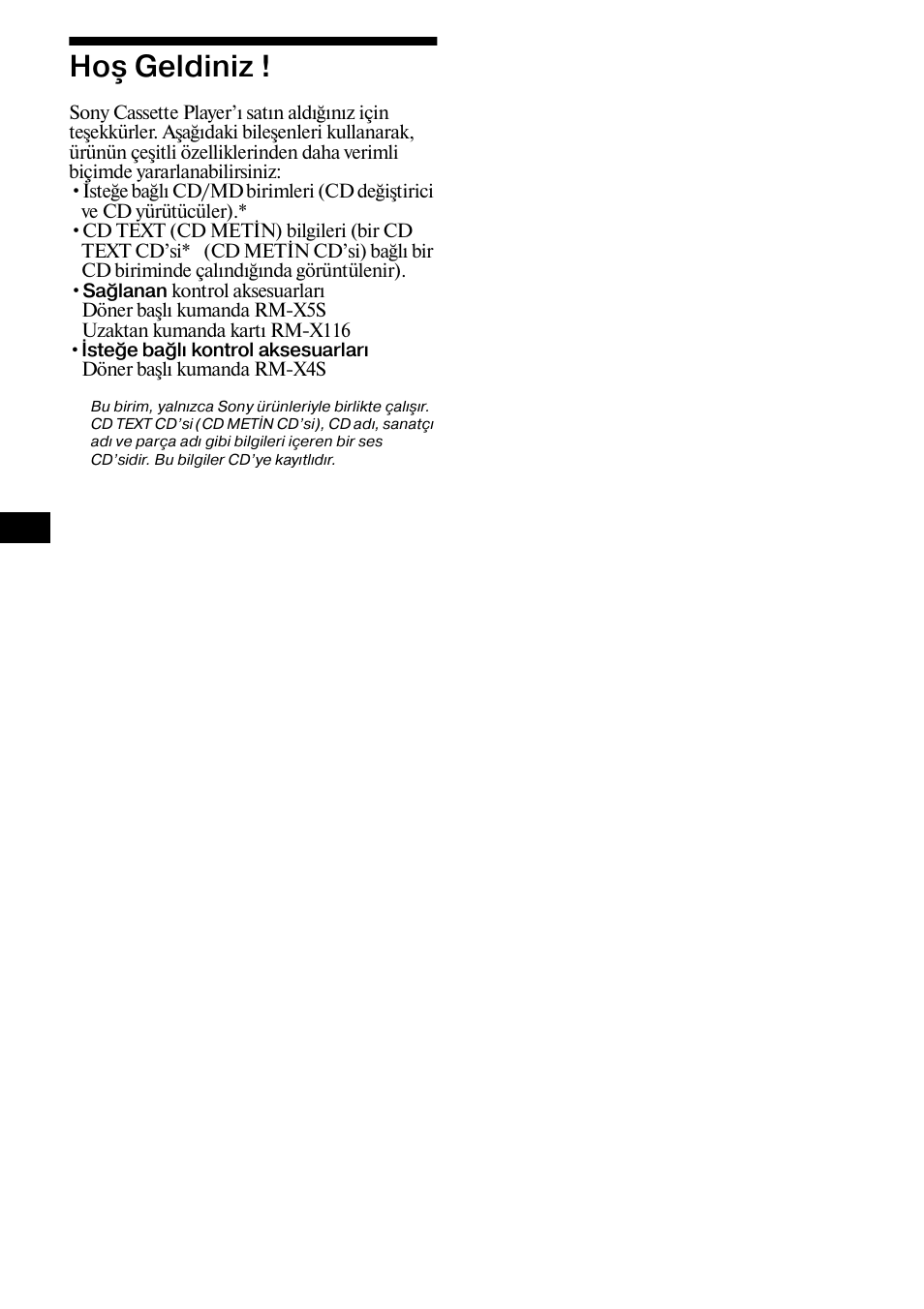 Ho geldiniz, 2hoş geldiniz | Sony XR-CA800 User Manual | Page 90 / 150