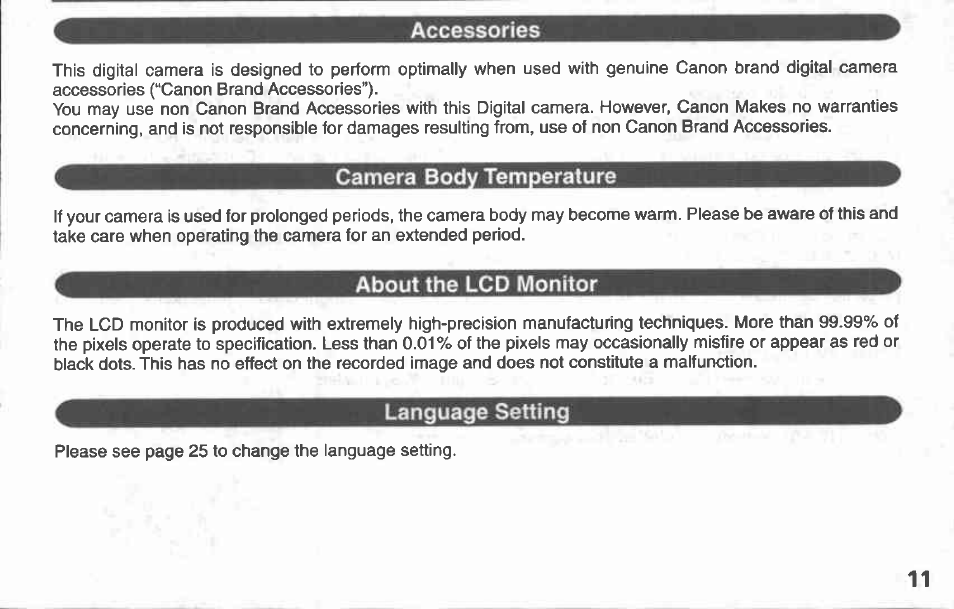 Canon A100 User Manual | Page 11 / 164