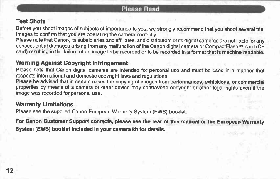 Canon A100 User Manual | Page 12 / 164