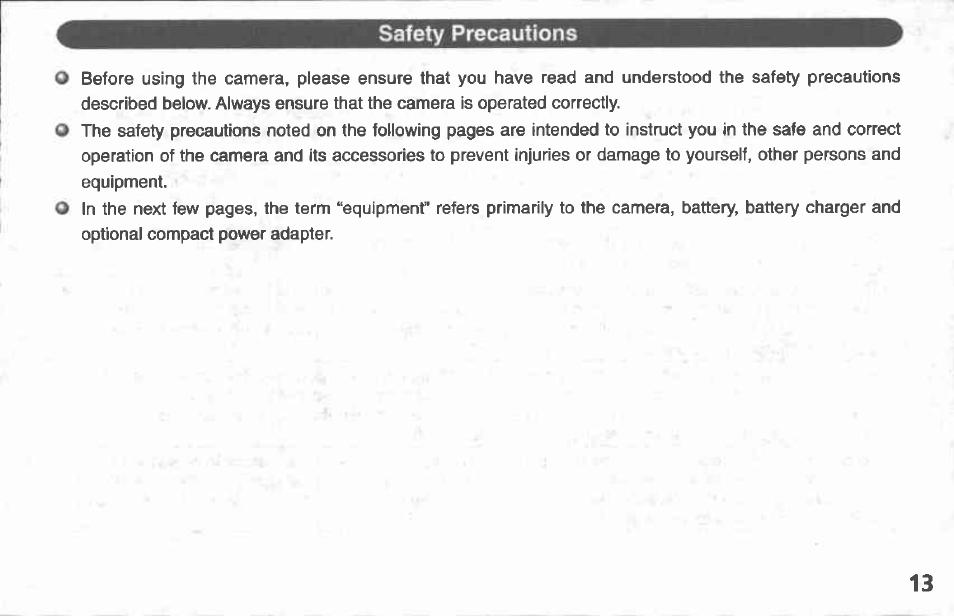 Accessories, Camera body temperature, About the lcd monitor | Language setting | Canon A100 User Manual | Page 13 / 164