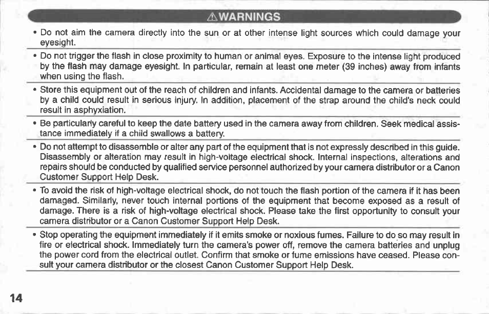 Please read, Test shots, Warning against copyright infringement | Warranty limitations | Canon A100 User Manual | Page 14 / 164