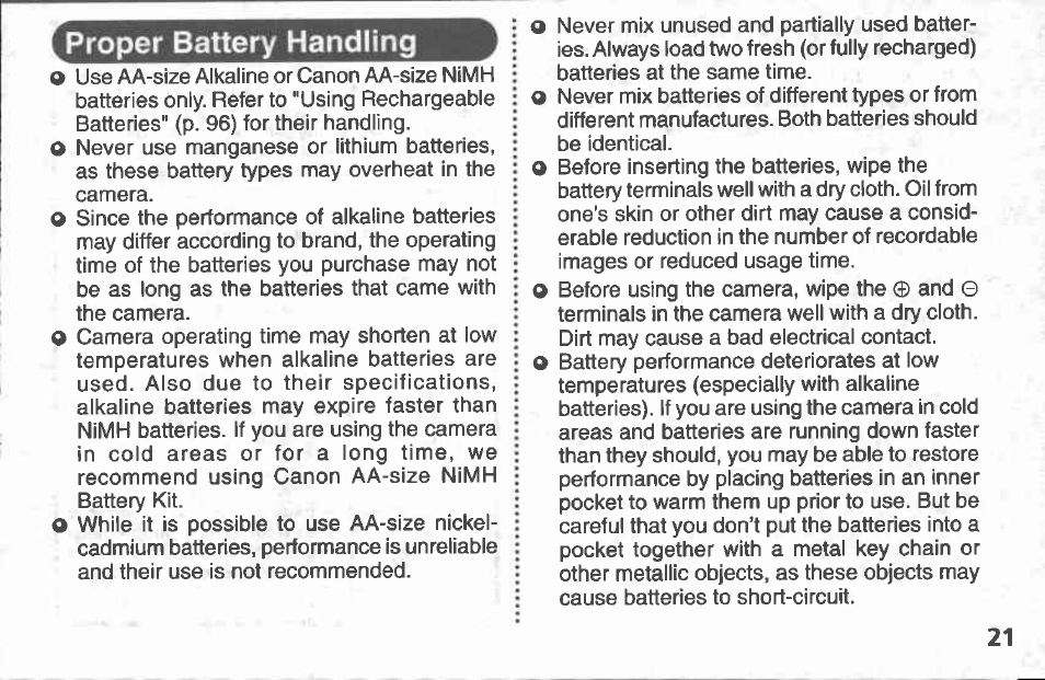 Installing the battery and cf card, Be sure that the camera power is off | Canon A100 User Manual | Page 21 / 164