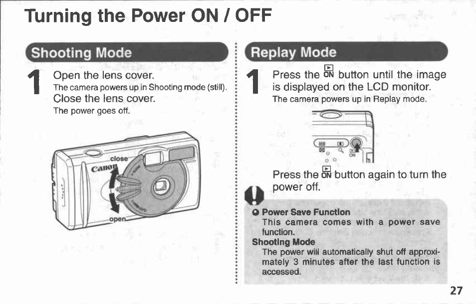 A warning, Warning | Canon A100 User Manual | Page 27 / 164