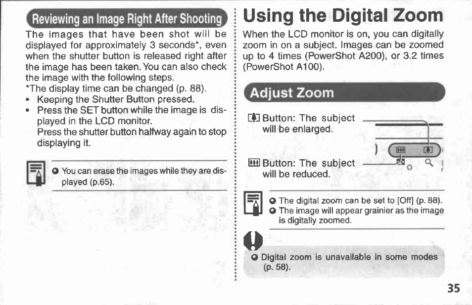 Using the soft case (optional) | Canon A100 User Manual | Page 35 / 164
