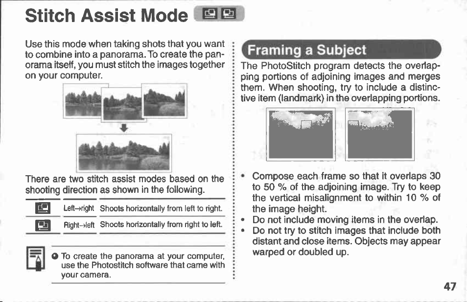 Using the viewfinder | Canon A100 User Manual | Page 47 / 164