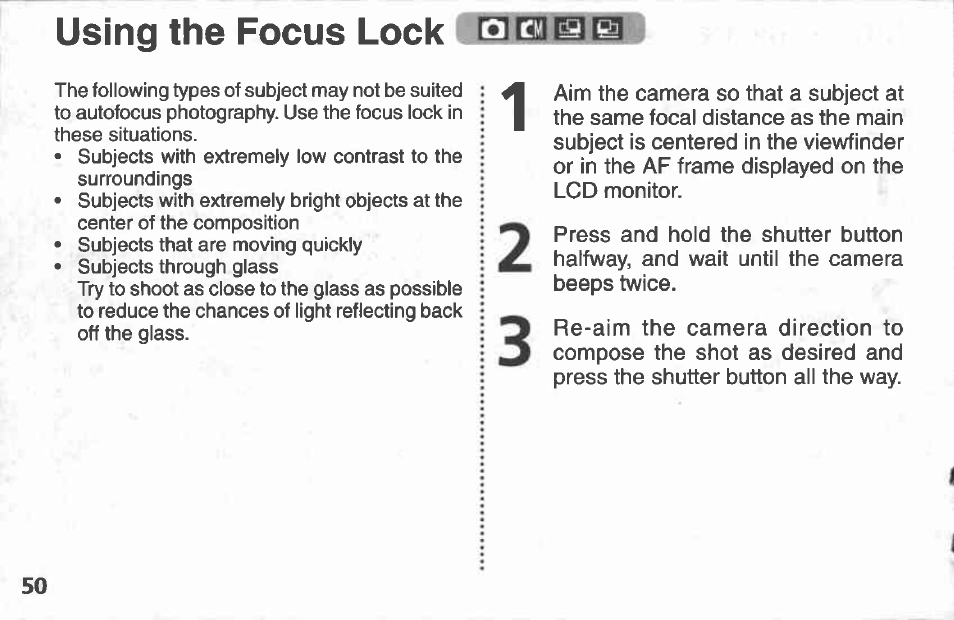 Reviewing an image right after shooting | Canon A100 User Manual | Page 50 / 164