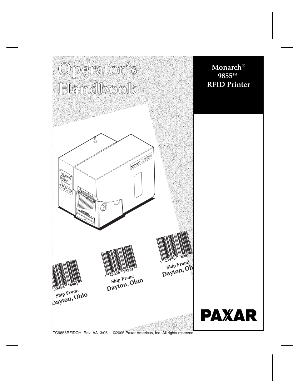 Paxar Monarch 9855 RFID Printer User Manual | 124 pages