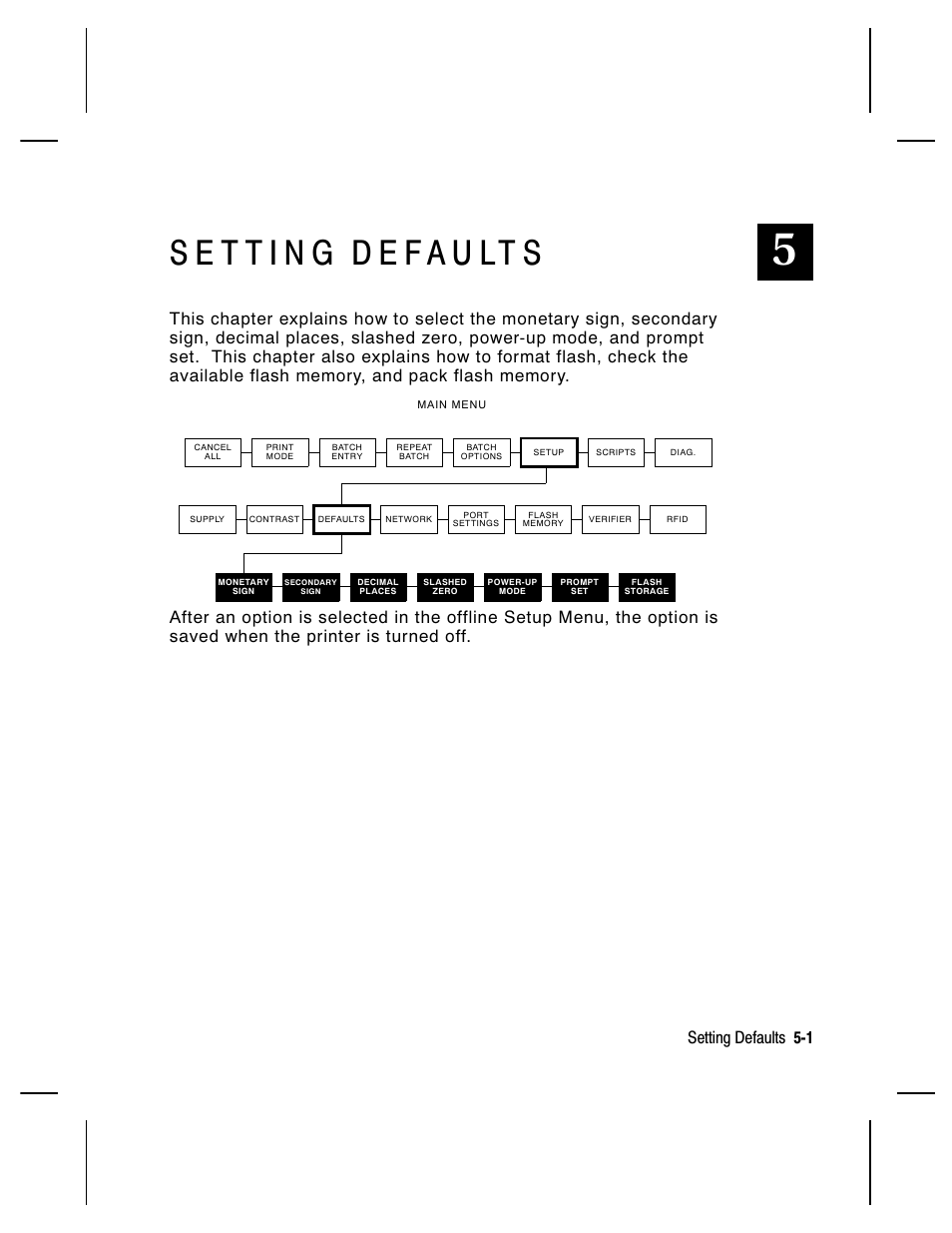 Setting defaults 5-1 | Paxar Monarch 9855 RFID Printer User Manual | Page 51 / 124