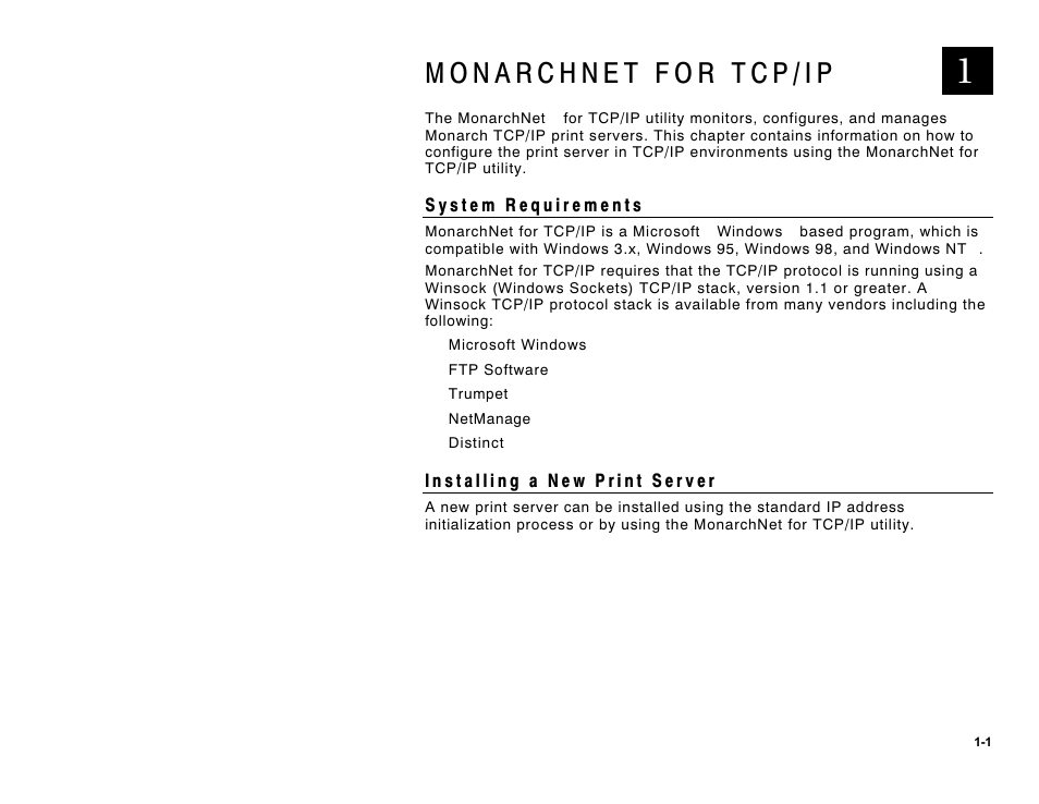 Monarchnet for tcp/ip -1 | Avery Dennison 9840 Technical Reference Manual User Manual | Page 15 / 200