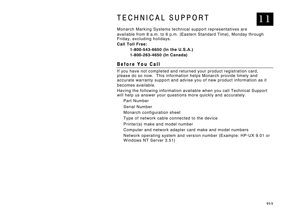 Technical support -1 | Avery Dennison 9840 Technical Reference Manual User Manual | Page 193 / 200