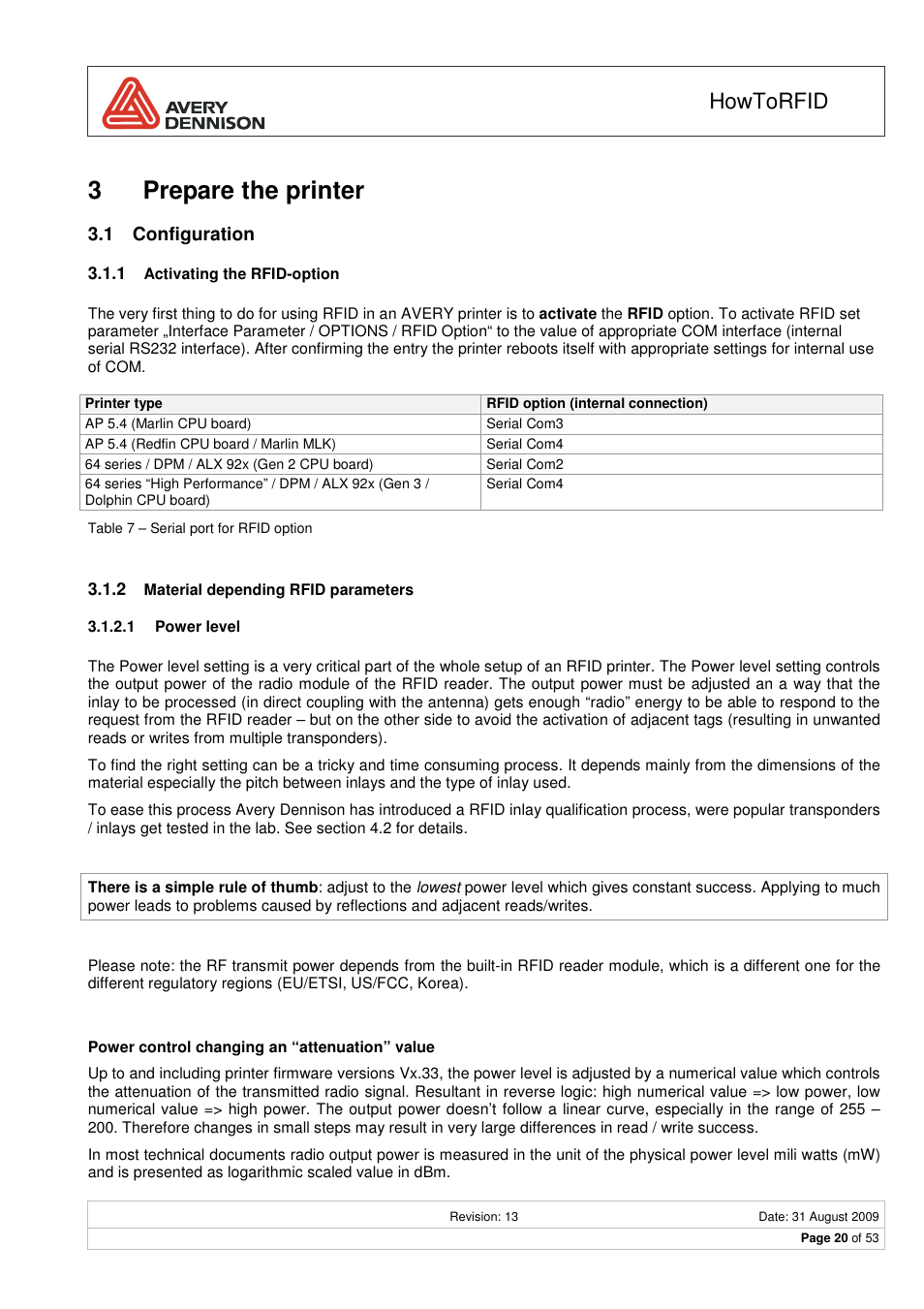 3 prepare the printer, Howtorfid, 1 configuration | Avery Dennison RFID User Manual | Page 20 / 53