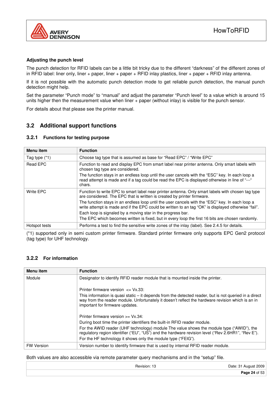 Howtorfid, 2 additional support functions | Avery Dennison RFID User Manual | Page 24 / 53