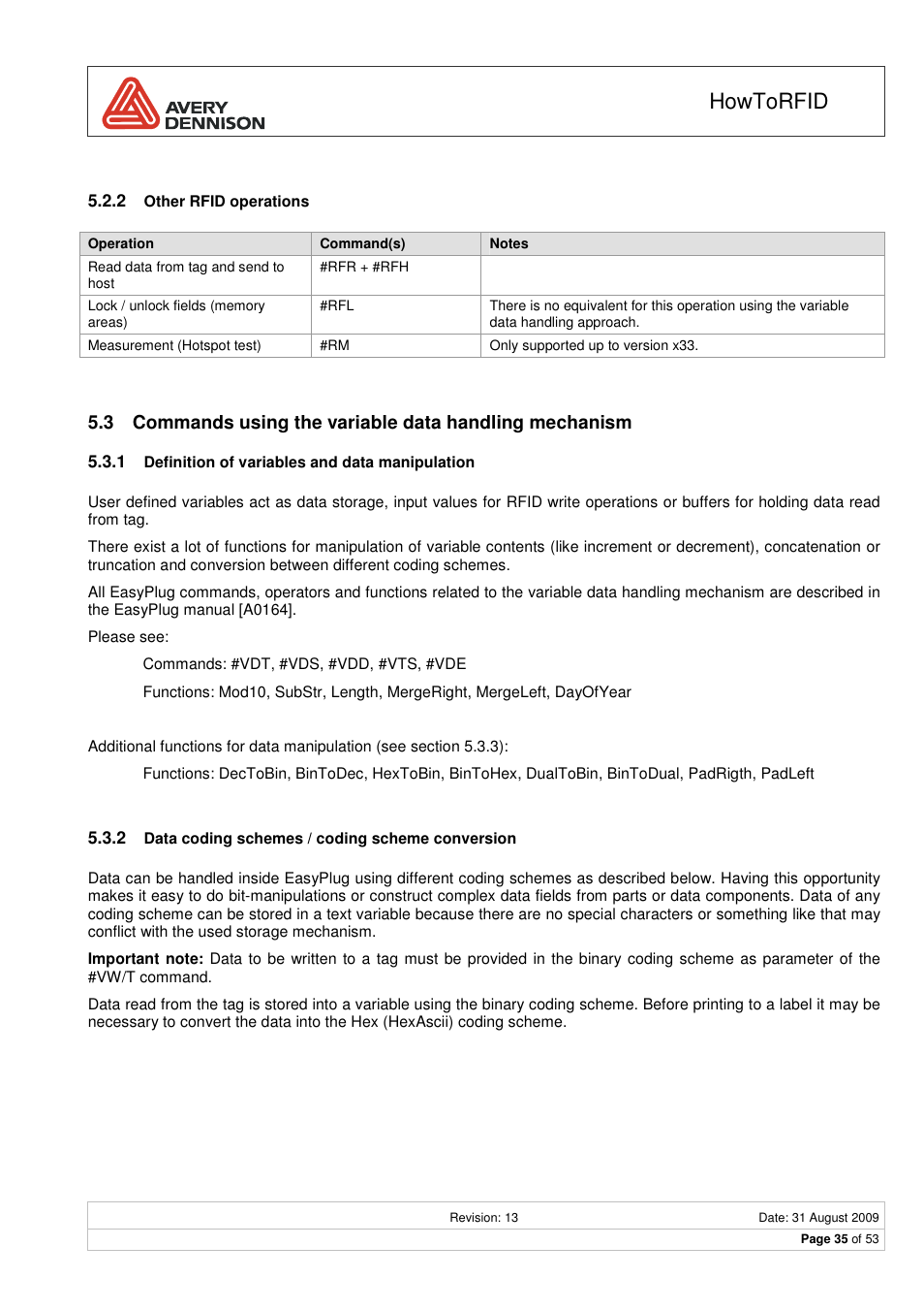 Howtorfid | Avery Dennison RFID User Manual | Page 35 / 53