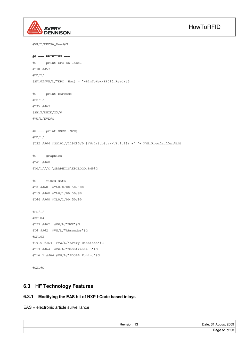 Howtorfid, 3 hf technology features | Avery Dennison RFID User Manual | Page 51 / 53