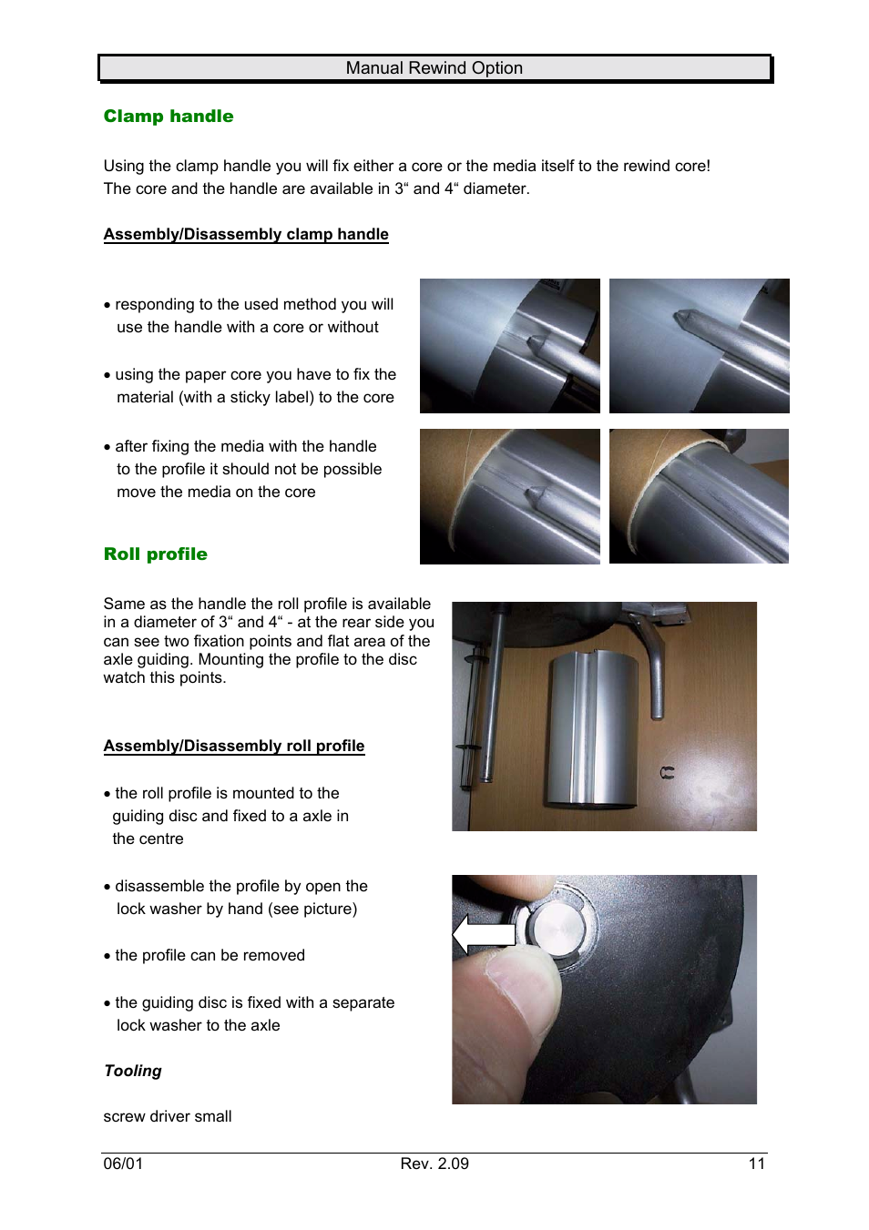 Clamp handle roll profile | Avery Dennison Rewinder User Manual | Page 11 / 35