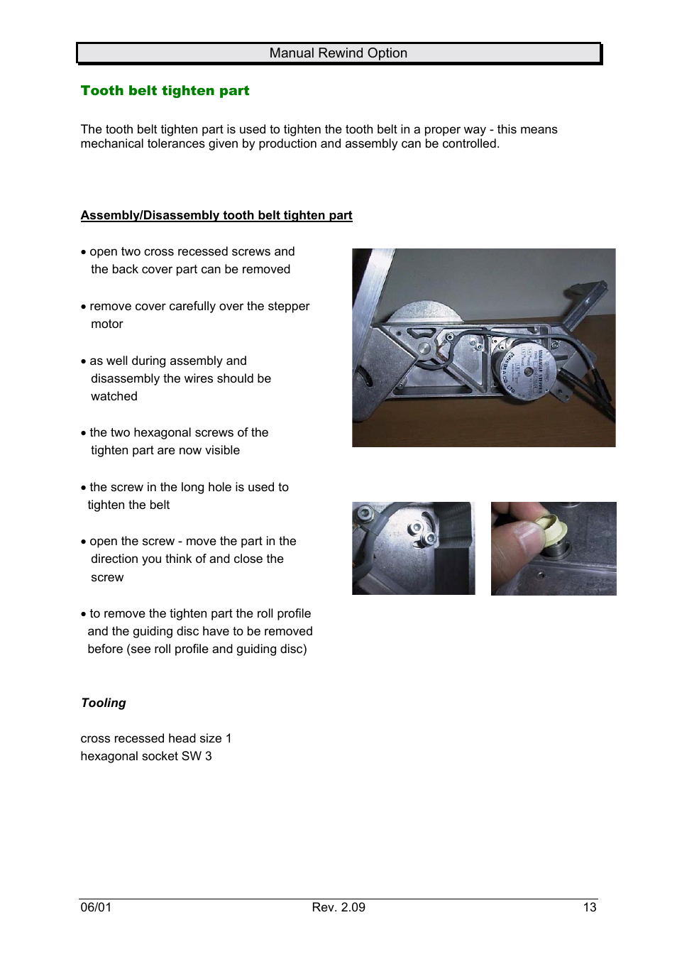 Tooth belt tighten part | Avery Dennison Rewinder User Manual | Page 13 / 35