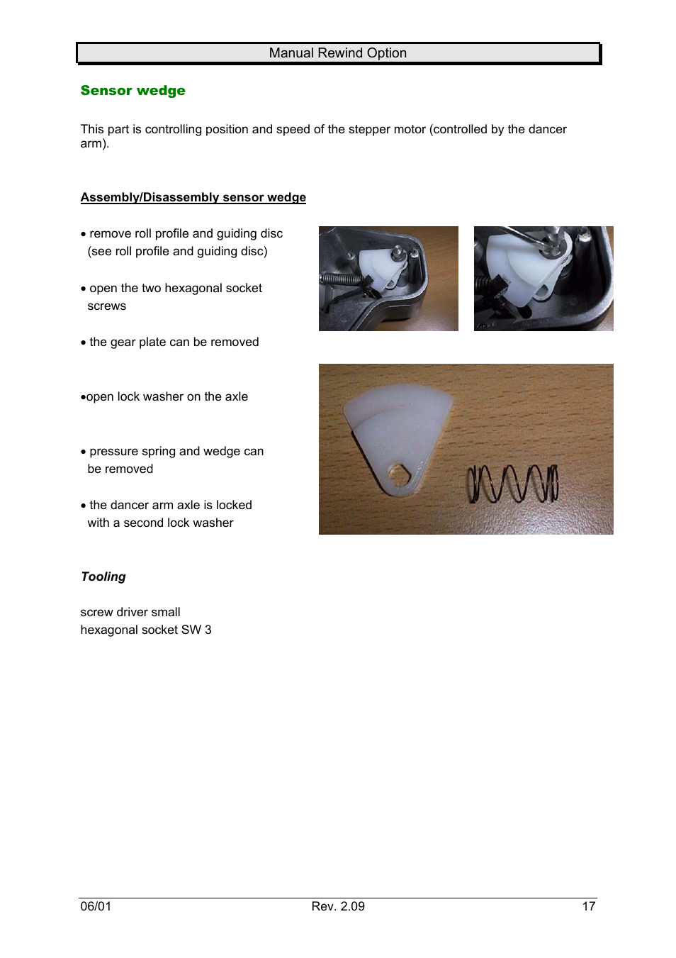 Sensor wedge | Avery Dennison Rewinder User Manual | Page 17 / 35