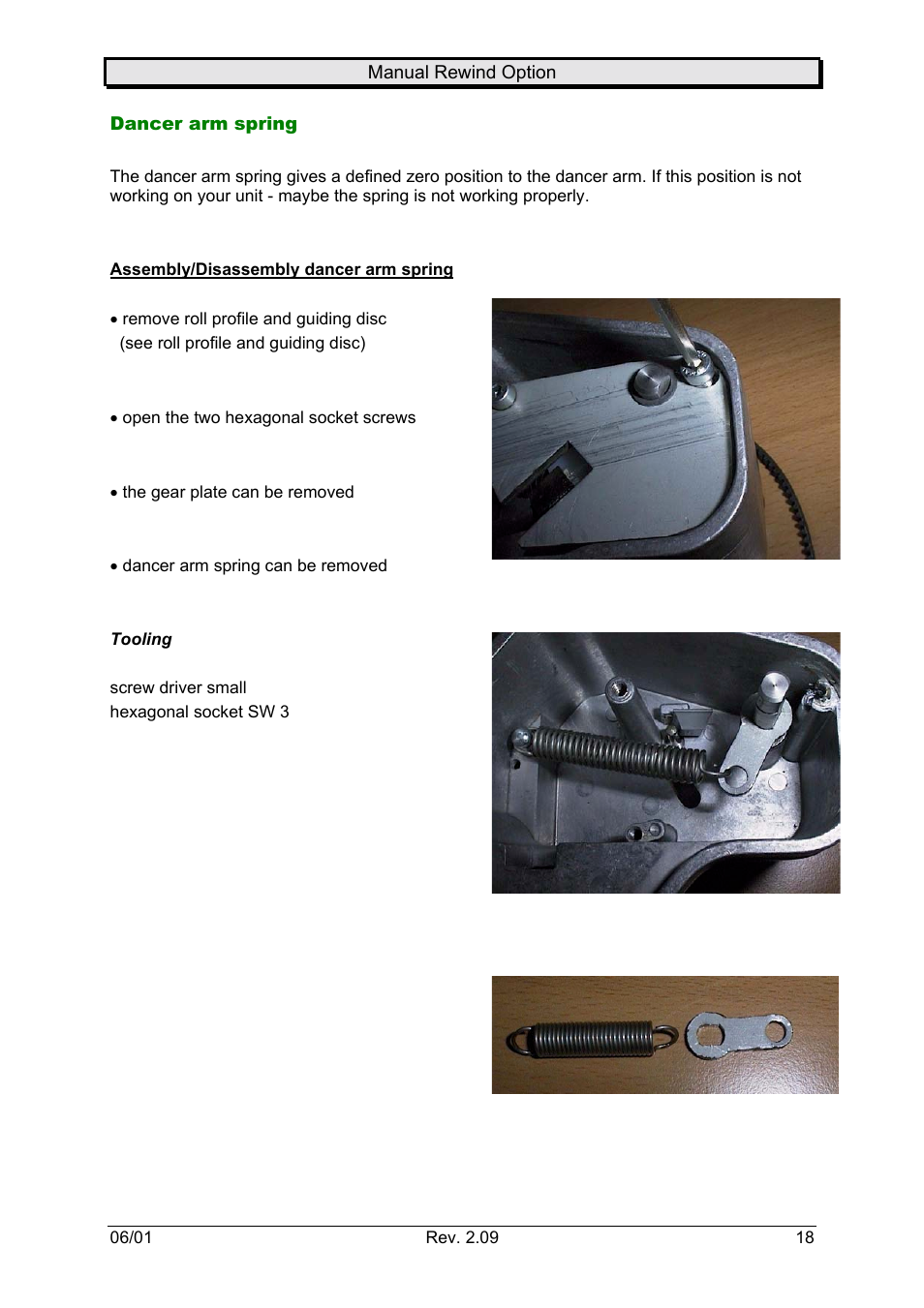 Dancer arm spring | Avery Dennison Rewinder User Manual | Page 18 / 35