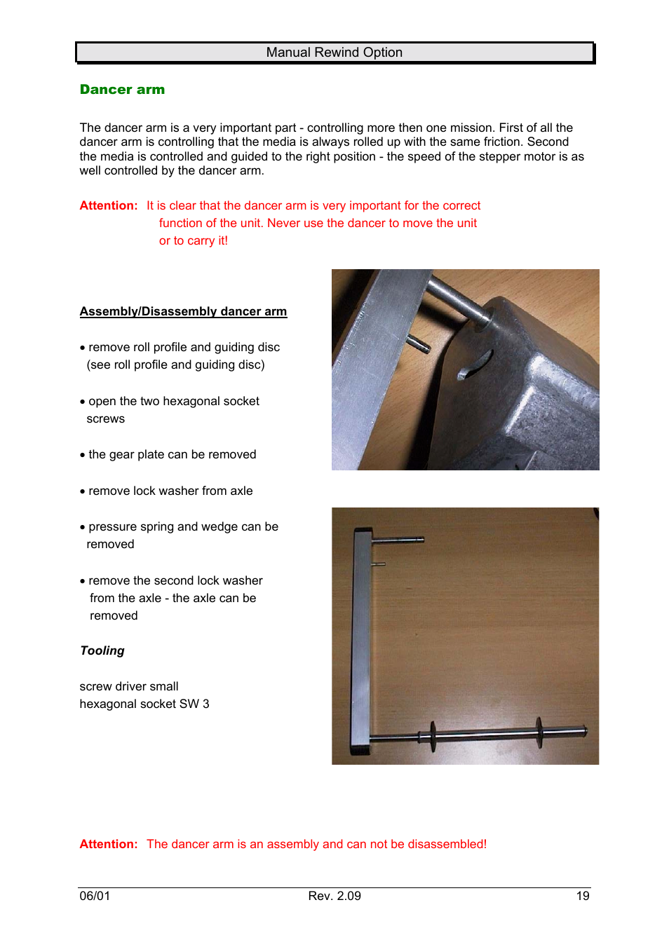 Dancer arm | Avery Dennison Rewinder User Manual | Page 19 / 35