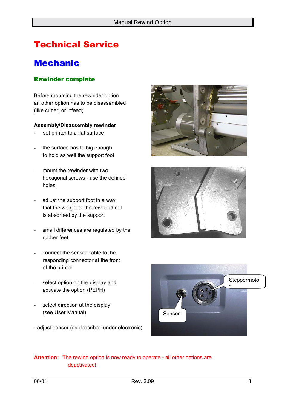 Technical service, Mechanic, Rewinder complete | Technical service mechanic | Avery Dennison Rewinder User Manual | Page 8 / 35