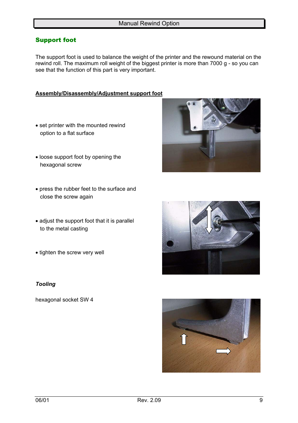 Support foot | Avery Dennison Rewinder User Manual | Page 9 / 35