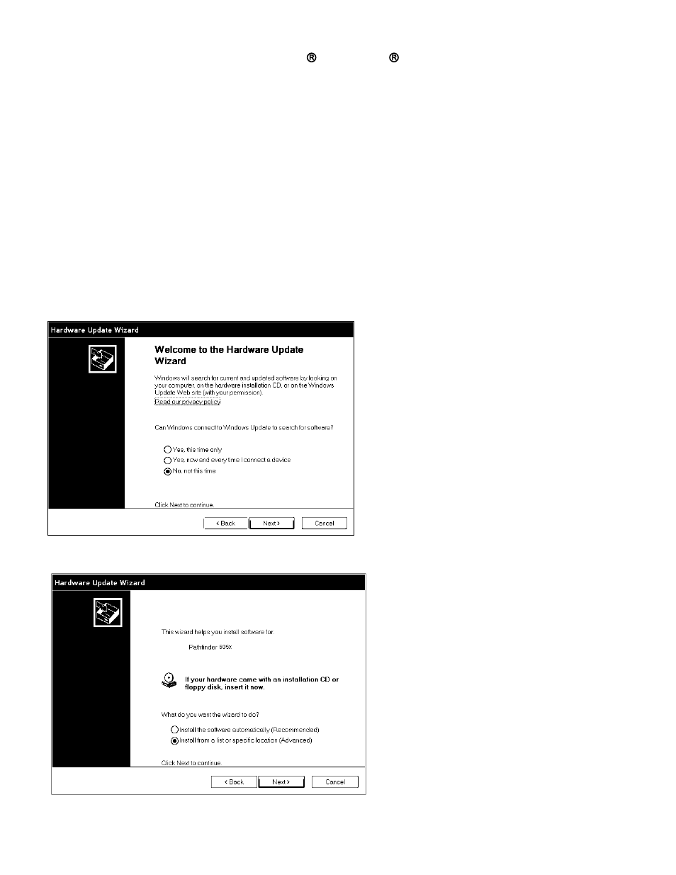 Updating the usb driver for microsoft( windows( xp | Avery Dennison Pathfinder 6057 USB Driver User Manual | Page 6 / 16