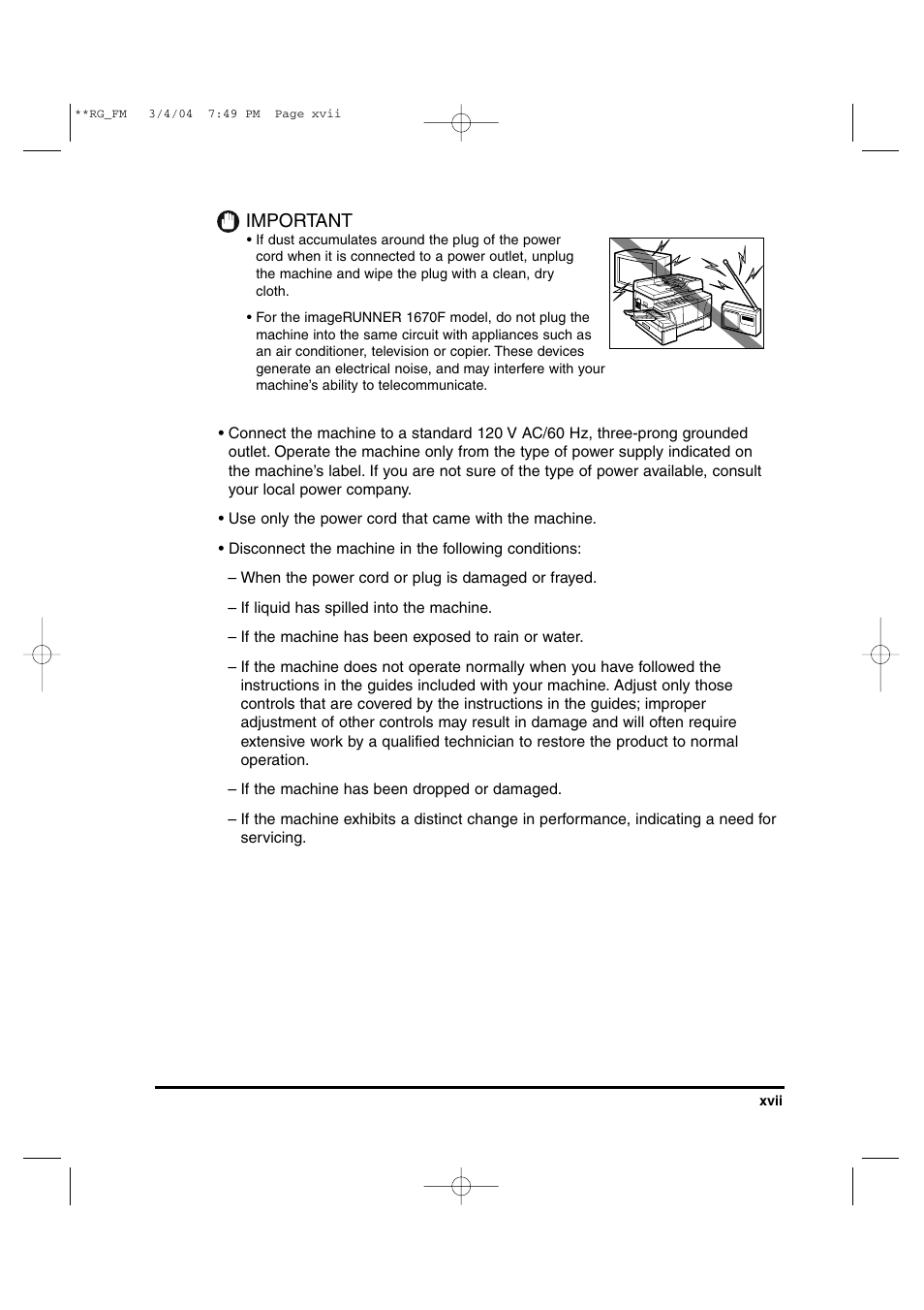 Important | Canon IMAGERUNNER 1670F User Manual | Page 18 / 134