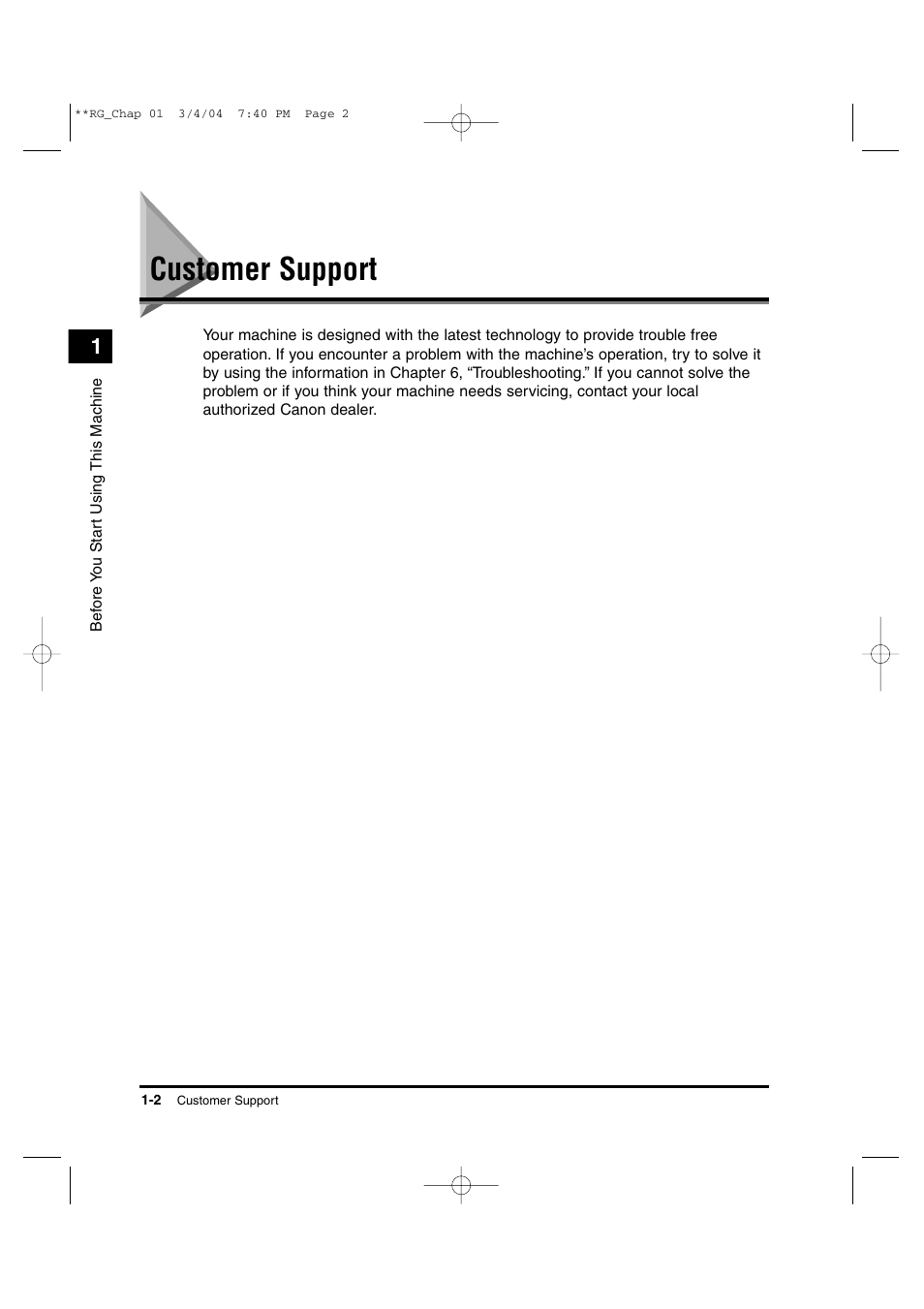 Customer support | Canon IMAGERUNNER 1670F User Manual | Page 23 / 134