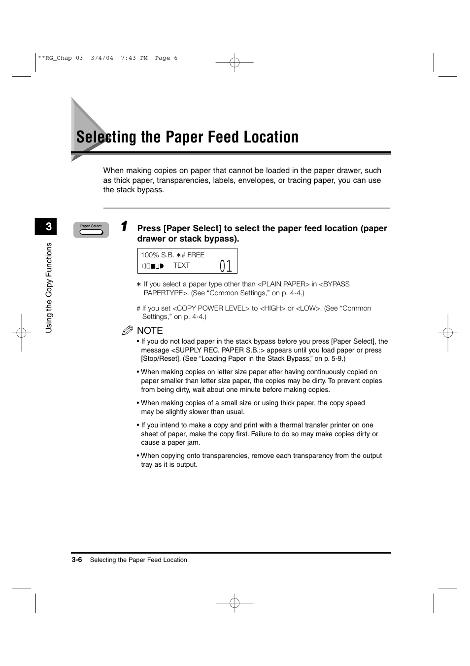 Selecting the paper feed location | Canon IMAGERUNNER 1670F User Manual | Page 47 / 134