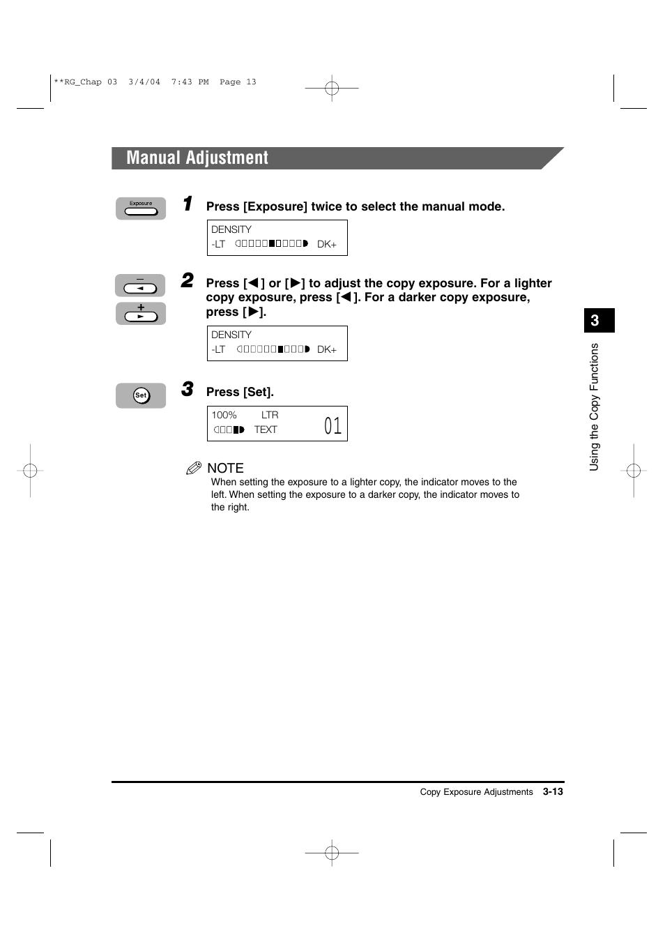 Manual adjustment | Canon IMAGERUNNER 1670F User Manual | Page 54 / 134