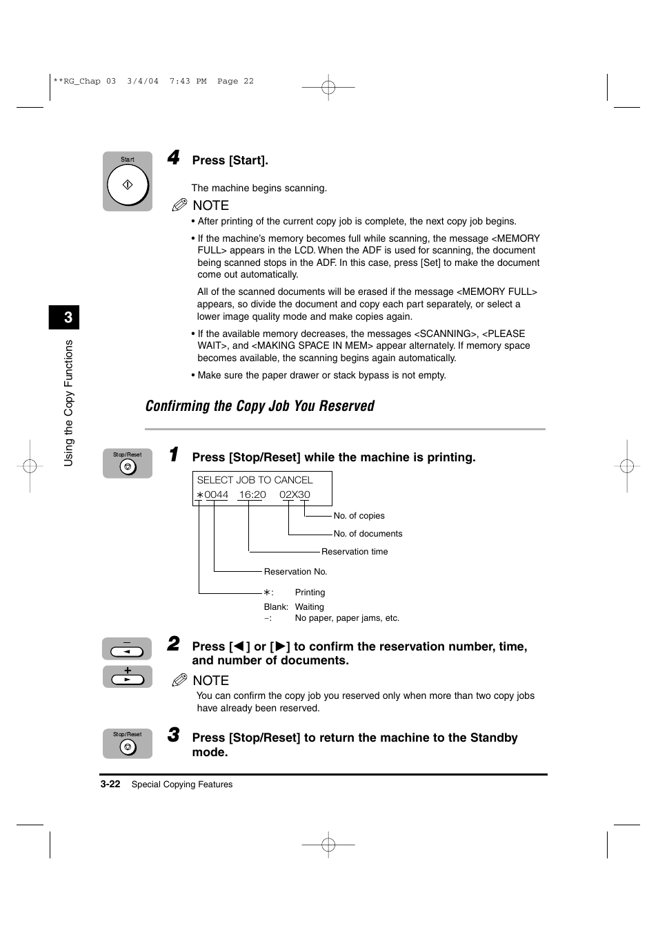 Confirming the copy job you reserved | Canon IMAGERUNNER 1670F User Manual | Page 63 / 134