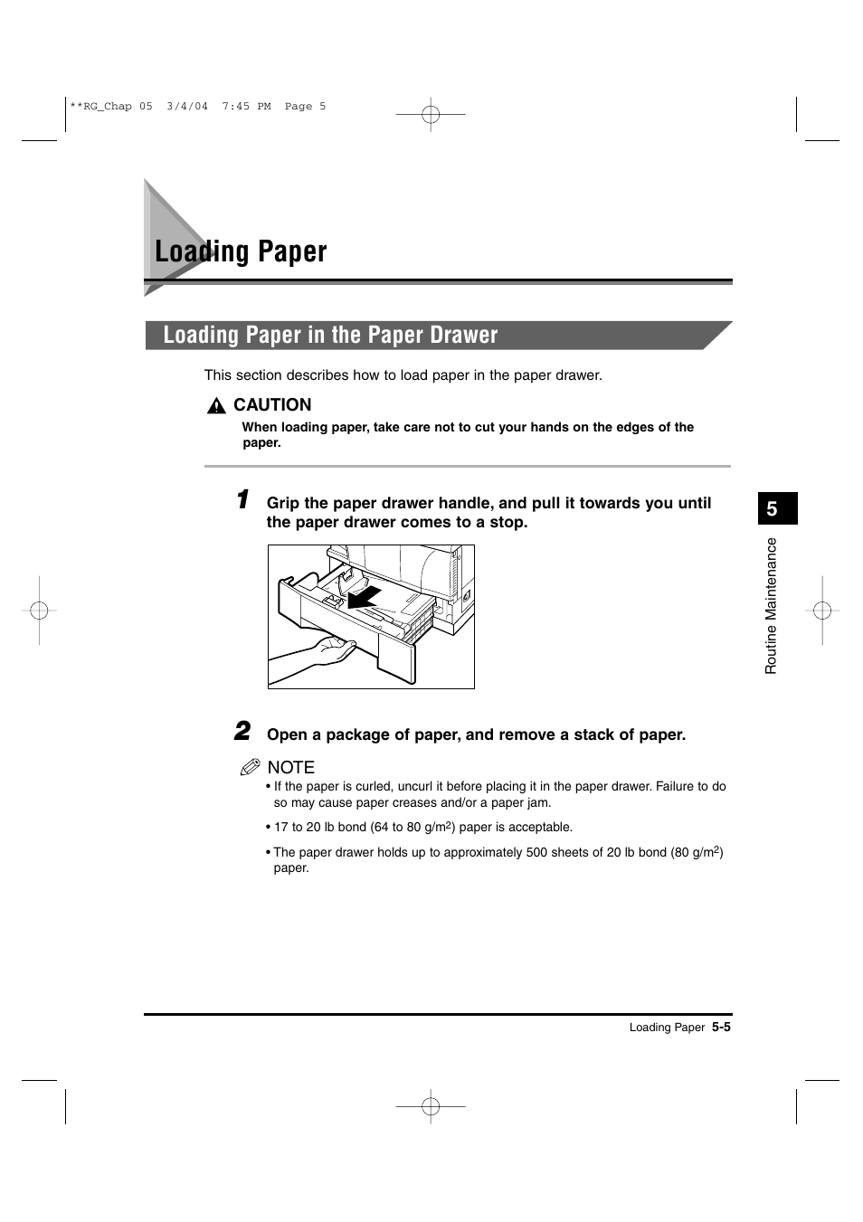 Loading paper, Loading paper in the paper drawer | Canon IMAGERUNNER 1670F User Manual | Page 82 / 134