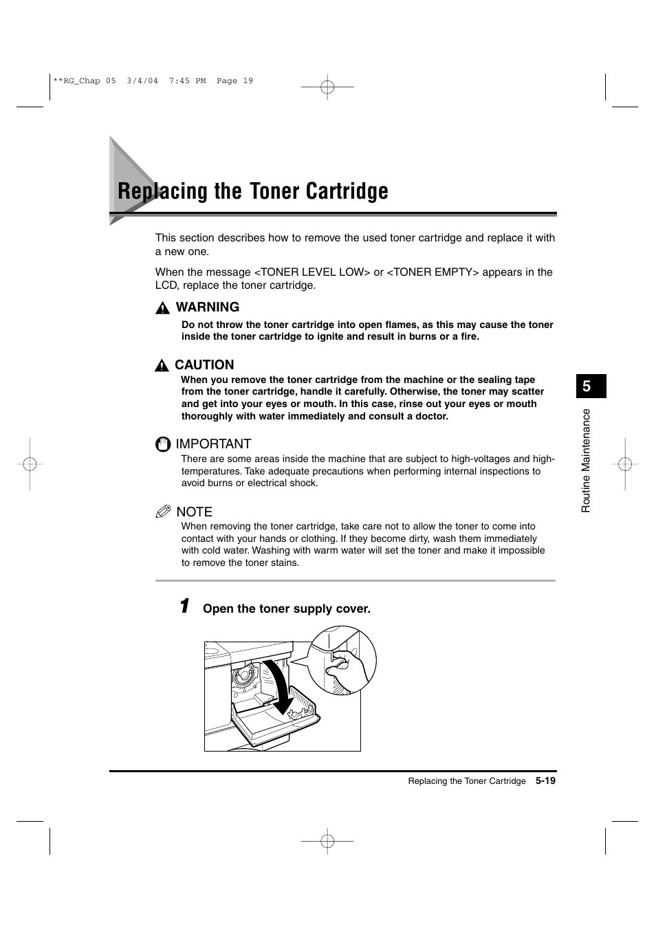 Replacing the toner cartridge | Canon IMAGERUNNER 1670F User Manual | Page 96 / 134