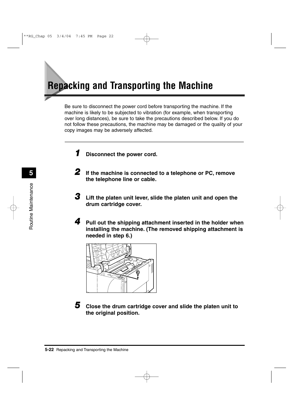 Repacking and transporting the machine | Canon IMAGERUNNER 1670F User Manual | Page 99 / 134