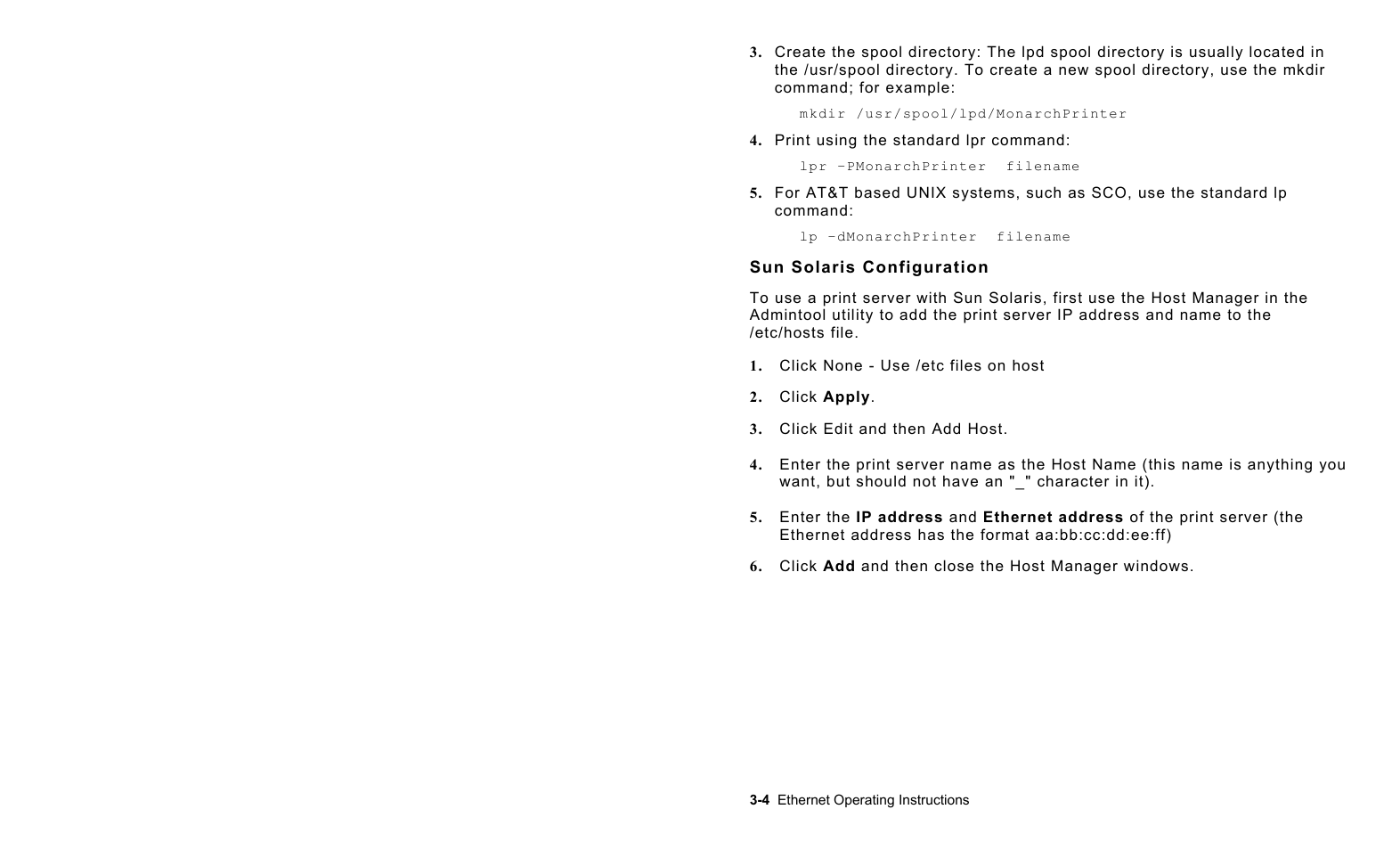 Sun solaris configuration, Sun solaris configuration -4 | Avery Dennison 7411 Print Server User Manual | Page 20 / 84