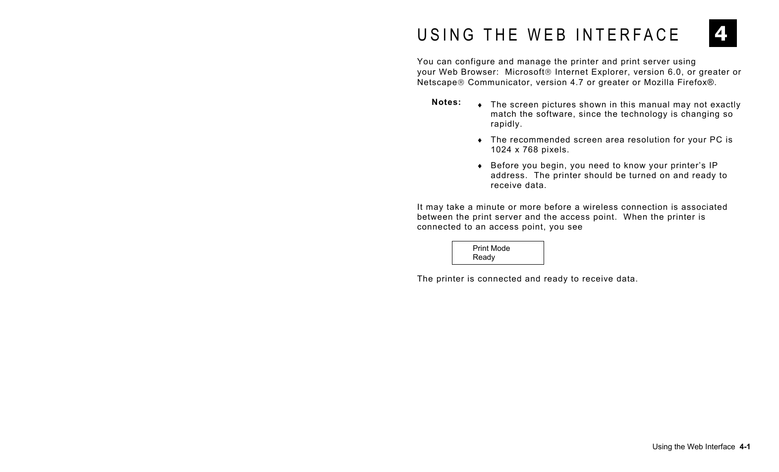 Using the web interface, Using the web interface -1 | Avery Dennison 7411 Print Server User Manual | Page 25 / 84
