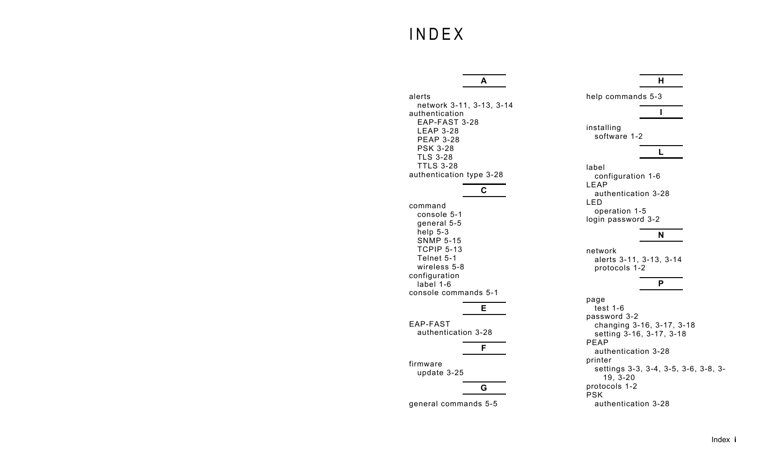 Index | Avery Dennison 7411 Print Server User Manual | Page 81 / 84