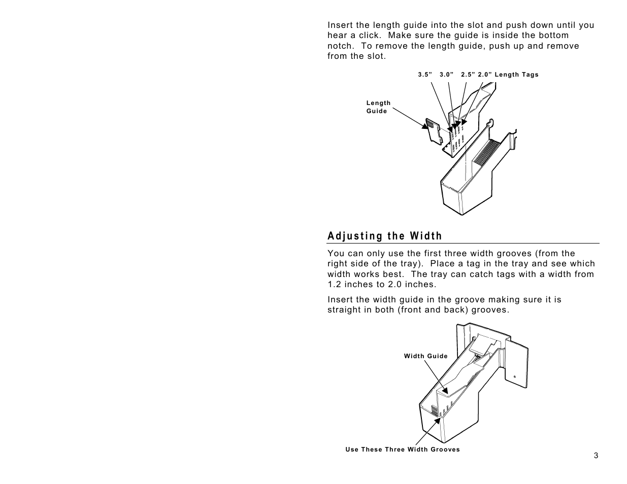 Adjusting the width | Avery Dennison Monarch 928 Tag Tray User Manual | Page 3 / 4