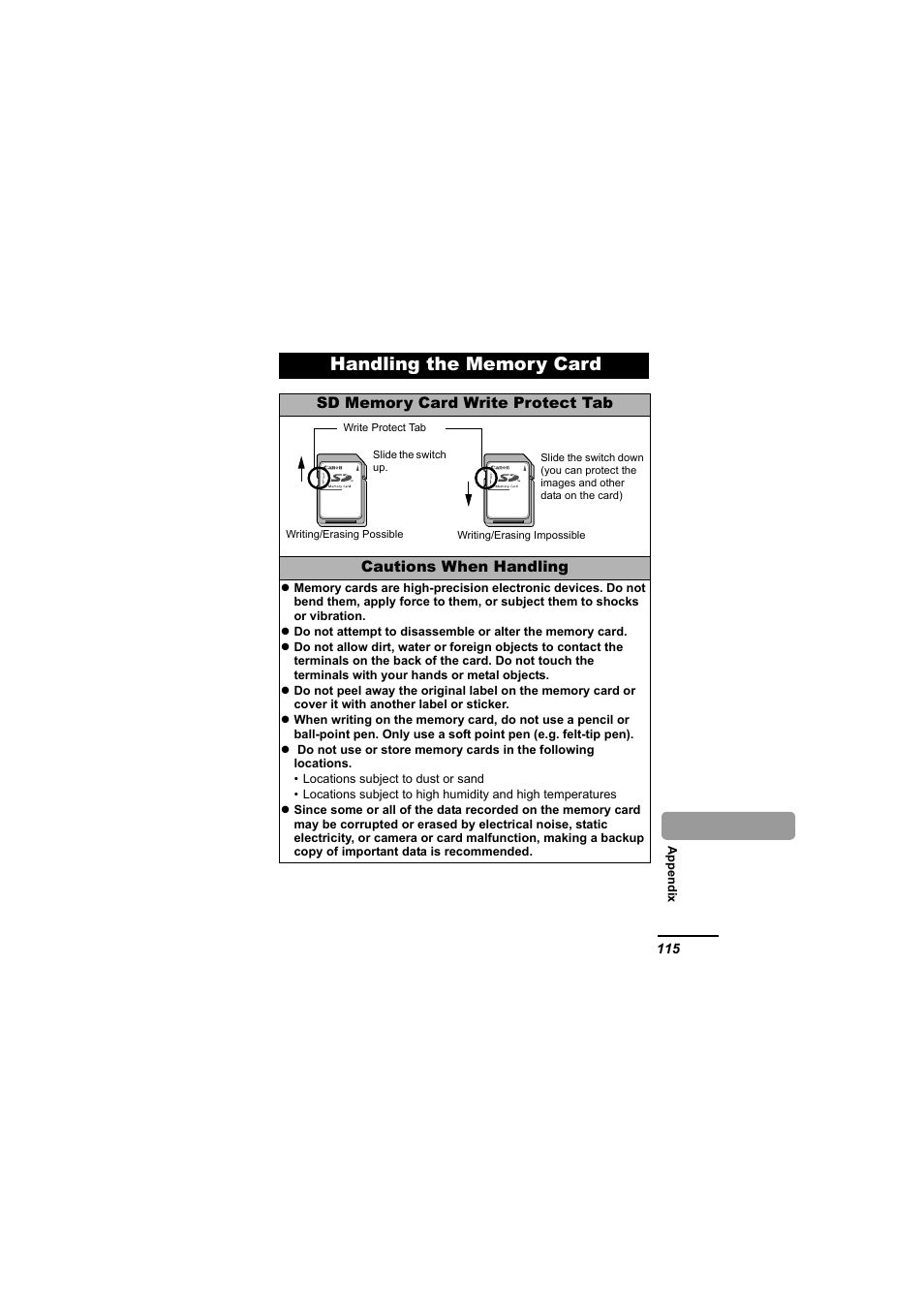 Handling the memory card, P. 115) | Canon 65 User Manual | Page 117 / 138