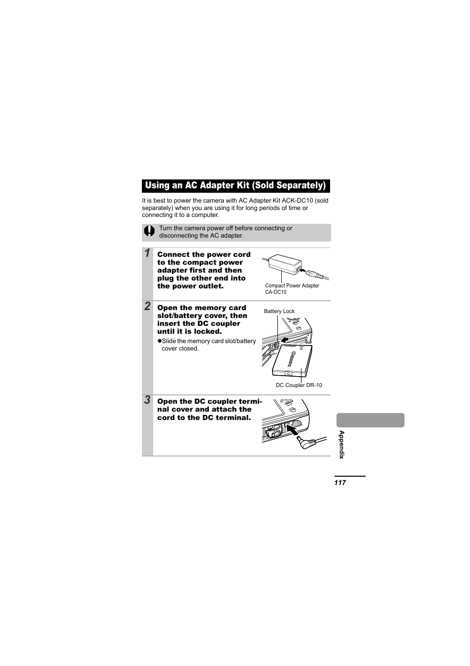 Using an ac adapter kit (sold separately), P. 117) | Canon 65 User Manual | Page 119 / 138